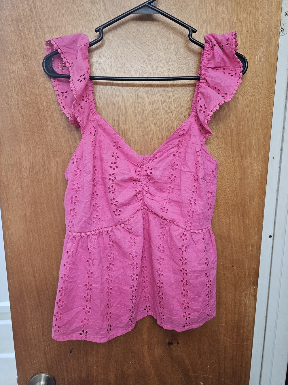 Japna Pink Eyelet Ruffle Strap Camisole
